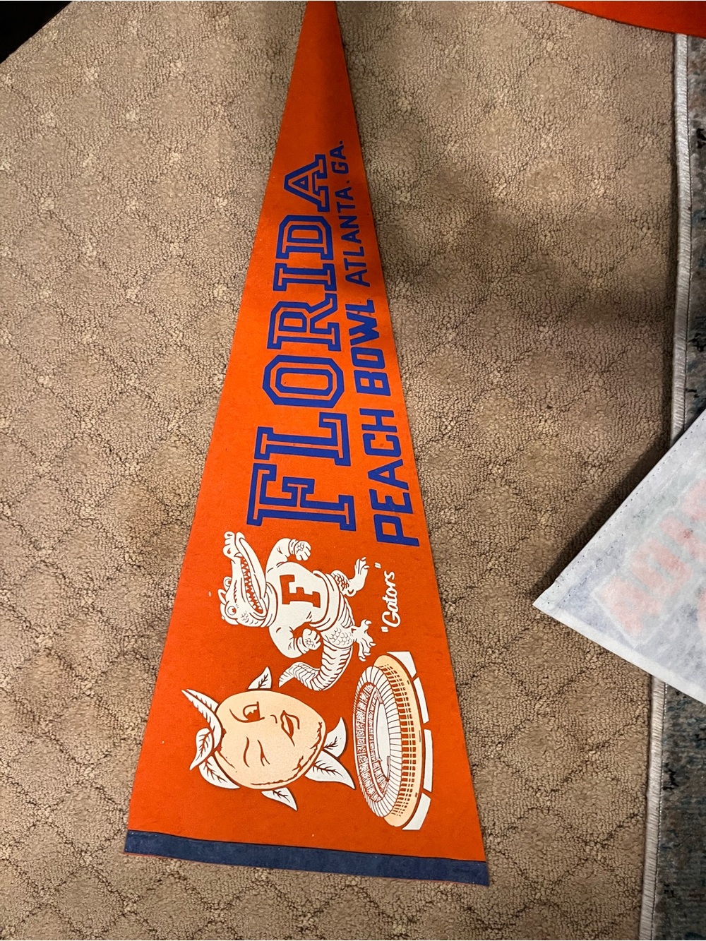 Florida Peach Bowl Orange Vintage Felt Pennant - Home Bath Decor